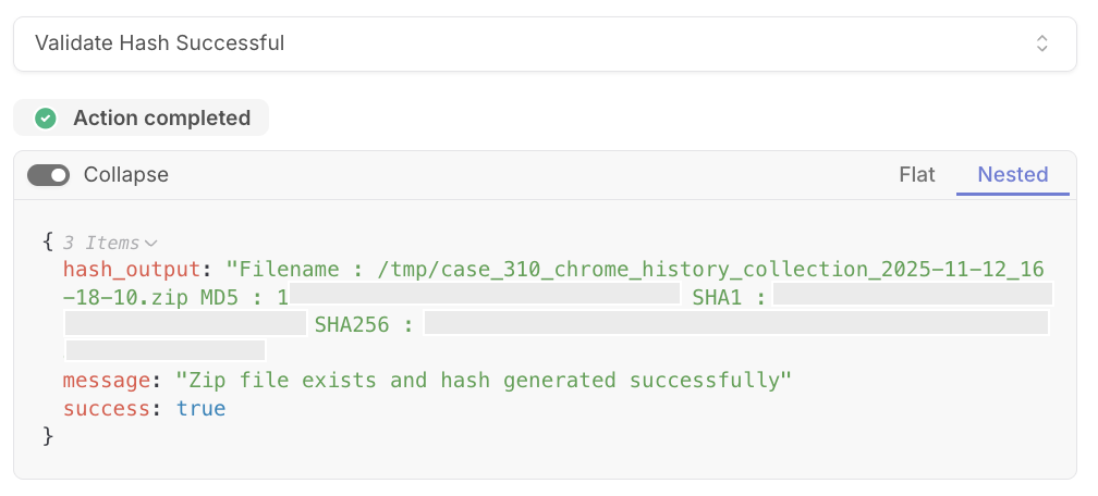 validate hash successful
